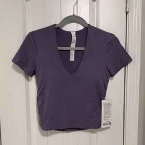 Lululemon Ribbed V-Neck Crop Top in Grape Mist